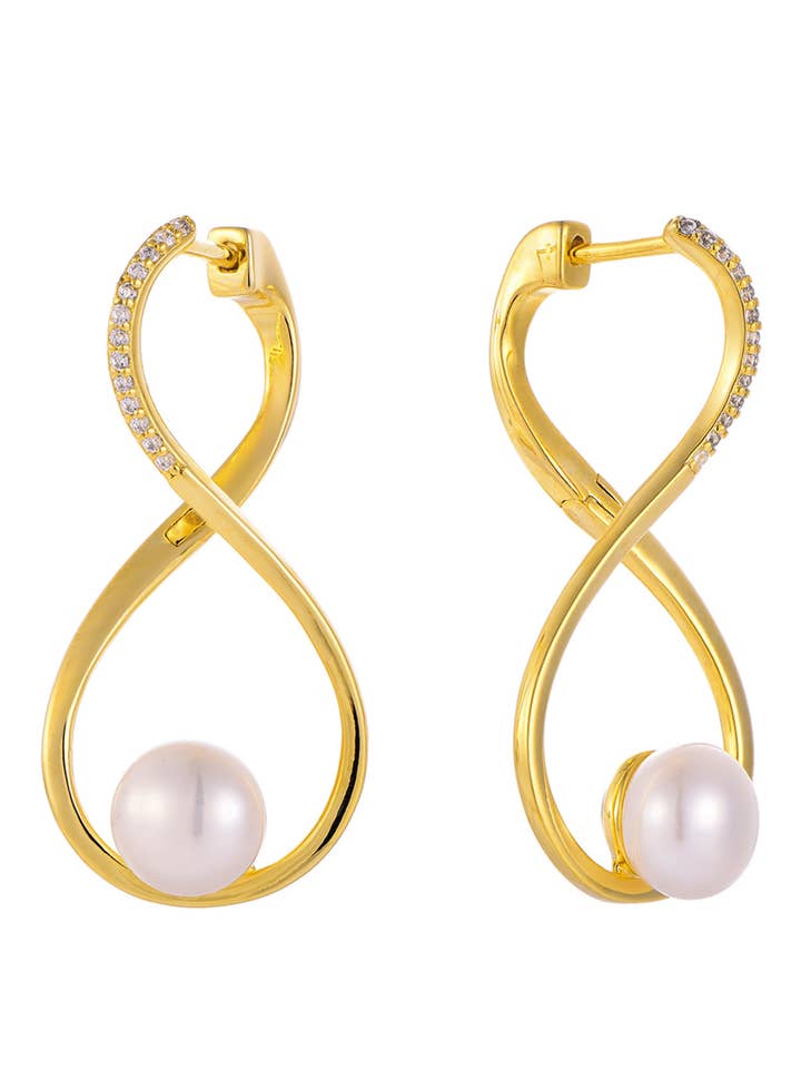 Waterproof Infinity Earrings with Pearl Hoop Earrings for wholesale by Akalia
