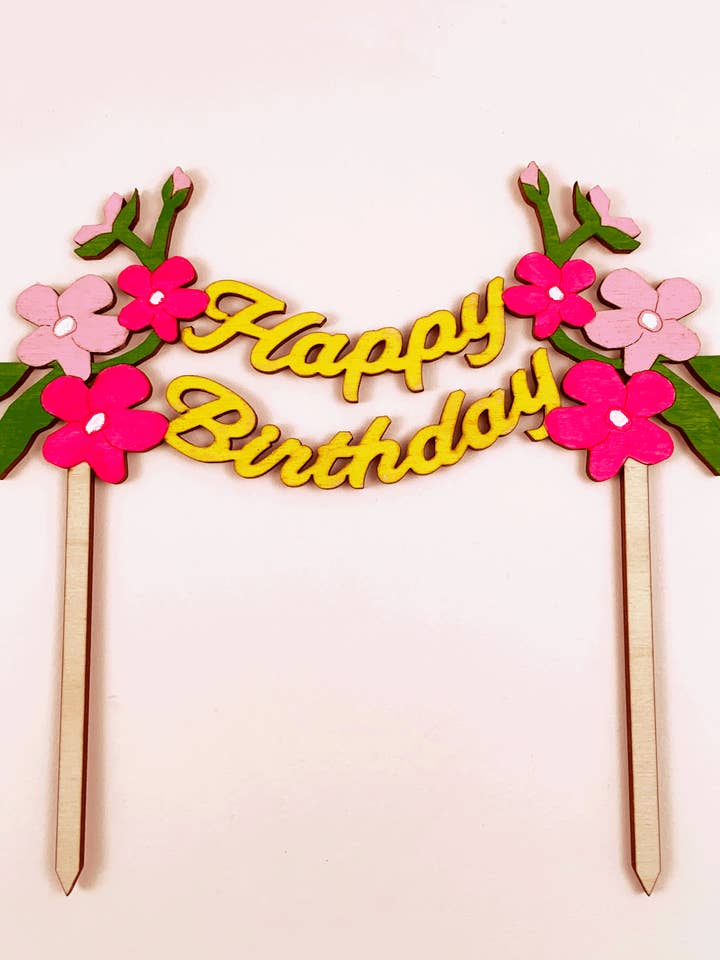 Happy Birthday to
you Garland
Cake Topper (Fushia) for wholesale by Eleanor Moss Studio