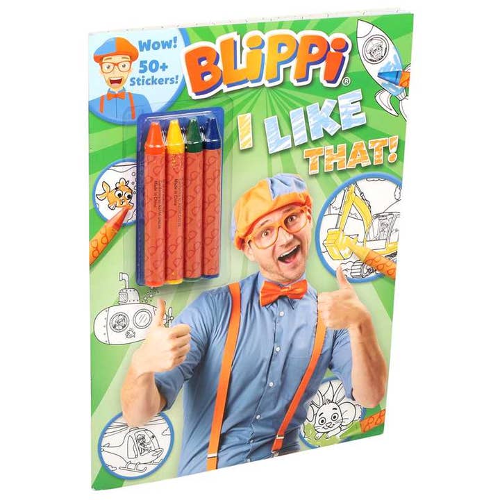 Simon & Schuster - Wholesale Coloring Book - Adult - Blippi: I Like That! Coloring Book with Crayons by Editors of Studio Fun International