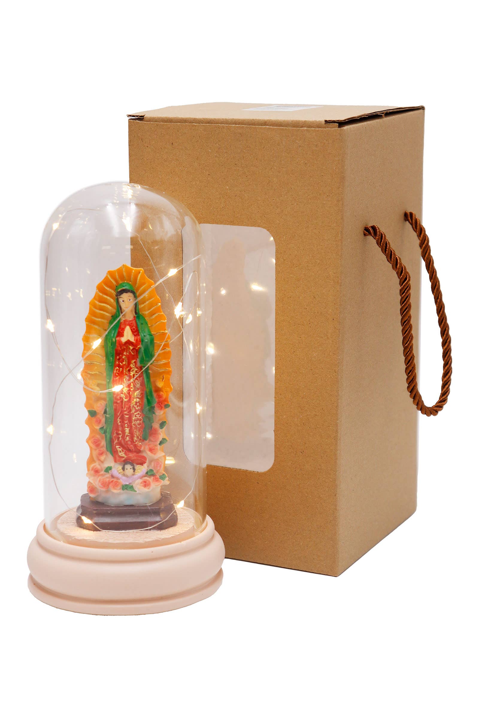Guadalupe Statue Glass Dome Led Light Stand for wholesale on Faire6