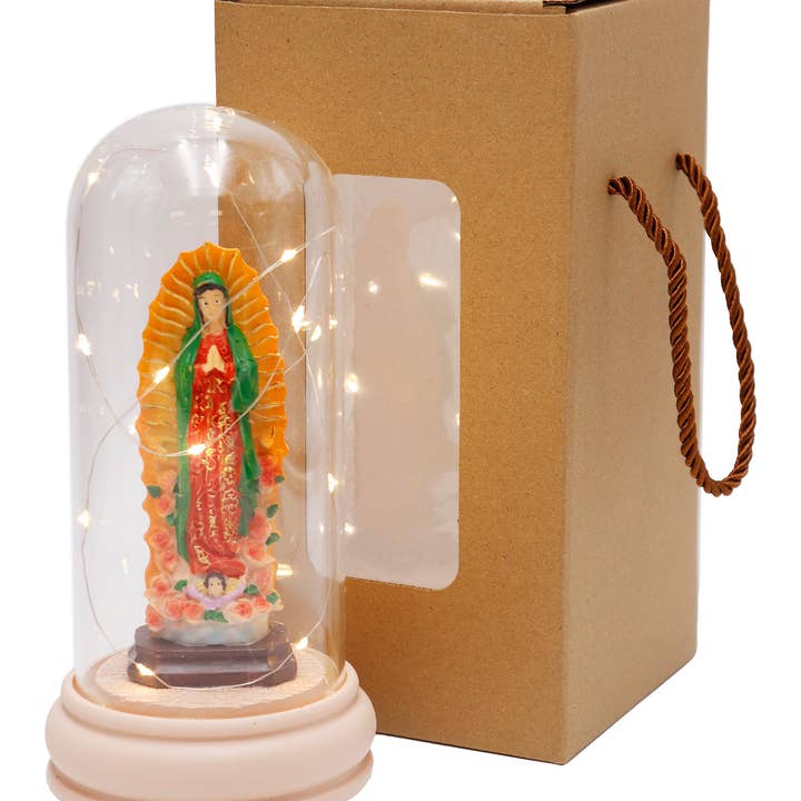 Guadalupe Statue Glass Dome Led Light Stand for wholesale on Faire6