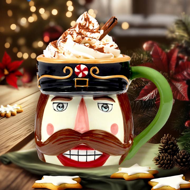 Certified International - Venta al por mayor Taza - Taza navideña Holiday Magic con forma de cascanueces en 3D, 19 onzas