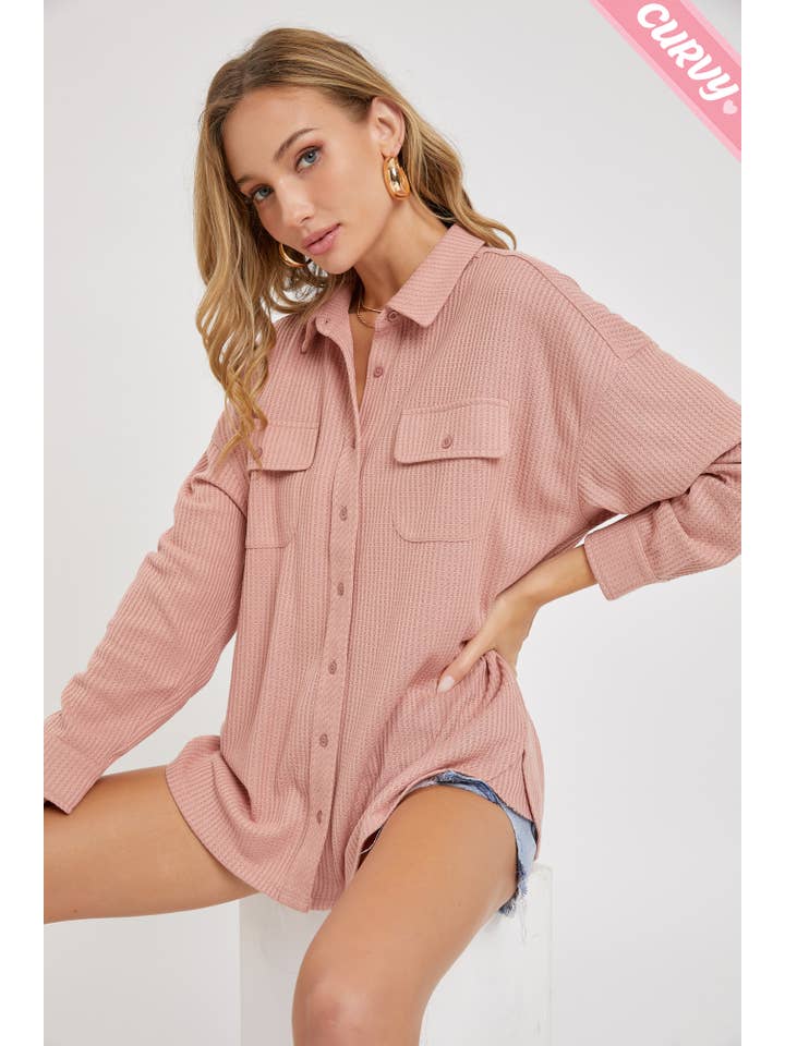 Sweet Lovely by Jen - Wholesale Button Down Shirt - Women's - PLUS SIZE BUTTON DOWN OVERSIZED SHIRTS