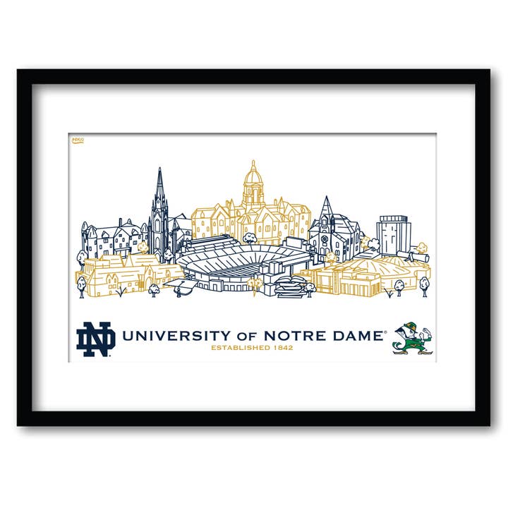 Arte de Pared enmarcado del Campus de Notre Dame Fighting Irish 11" x 14" para venta al por mayor de Indigo Falls