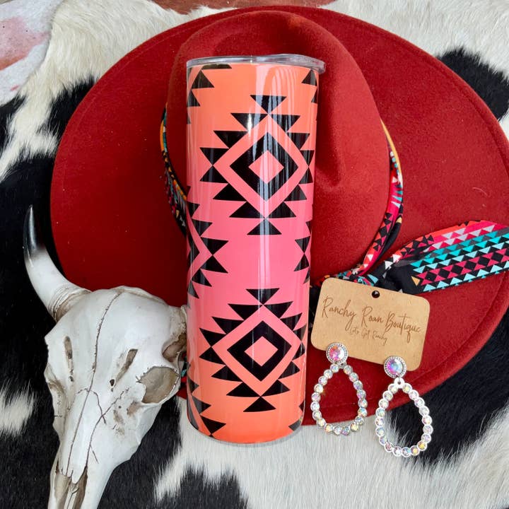 Ranchy Roan Boutique - Wholesale Insulated mug/tumbler - Ombré Aztec Western 20oz Skinny Tumbler1