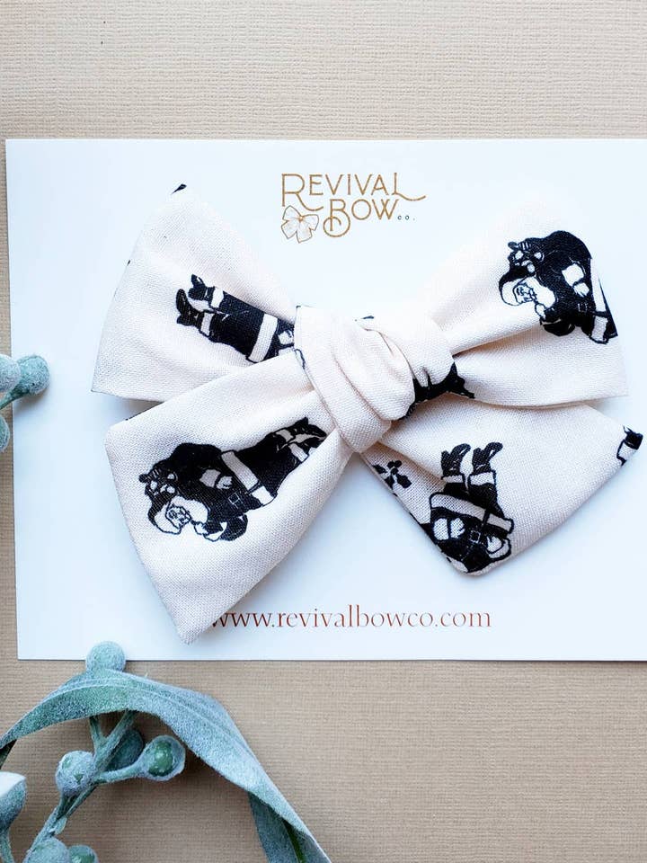 Large Bow on Clip • Neutral Santa for wholesale by Revival Bow Co.