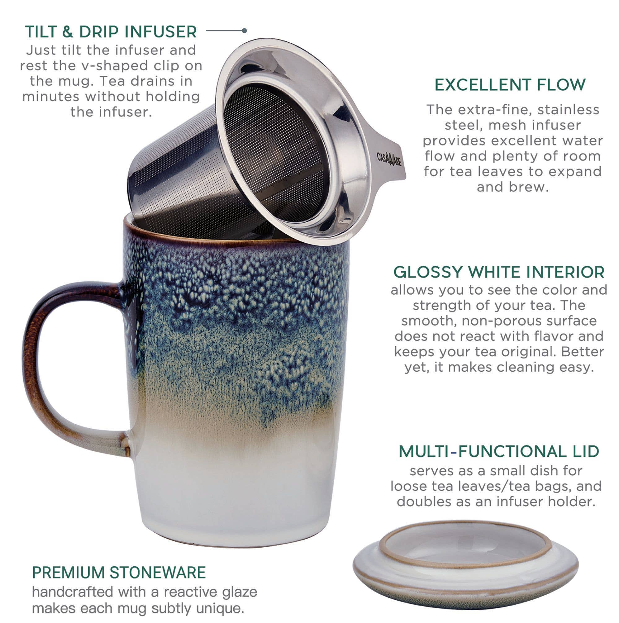 CasaWare - Wholesale Tea Set - 16 oz Tea Infuser Mug CLOUD8