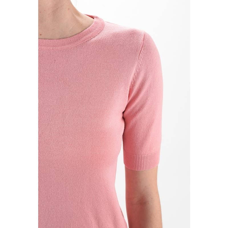 Mak – Engroshandel Strikket top - Dame – Halv-ærmet Crewneck Letvægts blød pullover Tee MK3664Y52