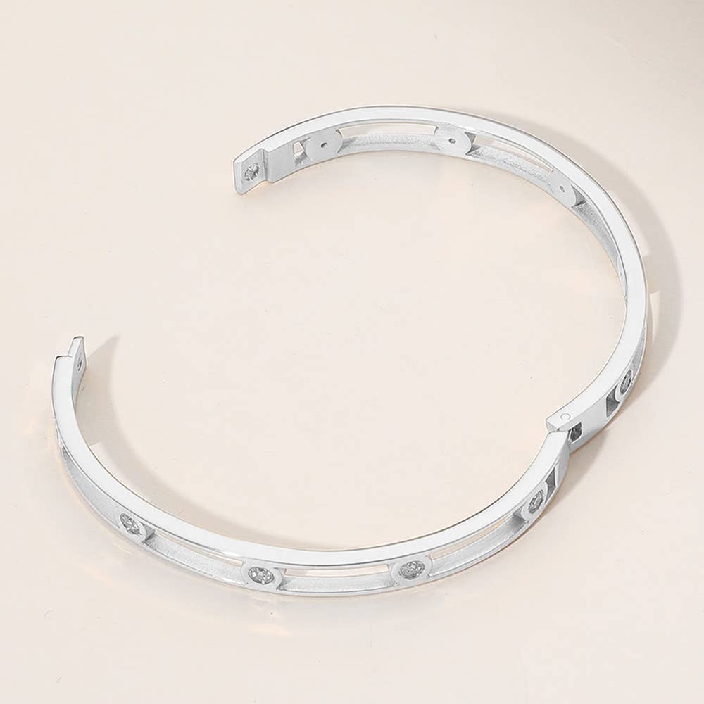 Sensibling Corp. - Wholesale Bangle Bracelet - Stainless Steel Stone Bezel Hinged Bangle Bracelet3