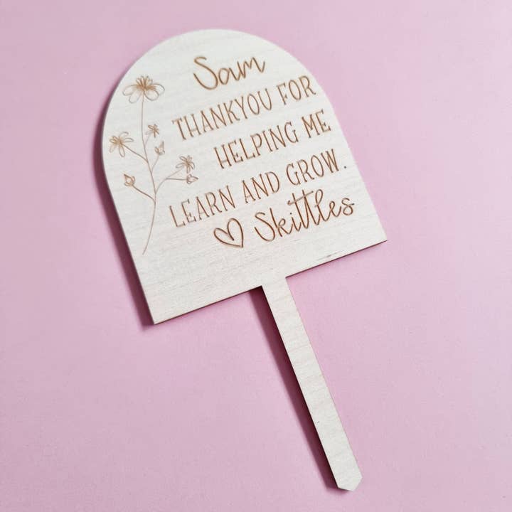 Engraved Teacher Gift Plant Stake for wholesale by Felt in Bloom