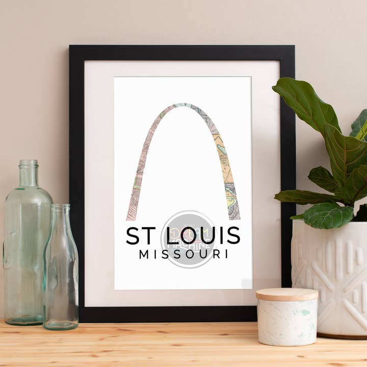 Saint Louis Print, Saint Louis Skyline, Saint Louis Art, Saint Louis Poster, Saint Louis aquarel, Saint Louis Art Print, Saint Louis Kaart MapSymbol55 voor wholesale door DreamMachine Prints