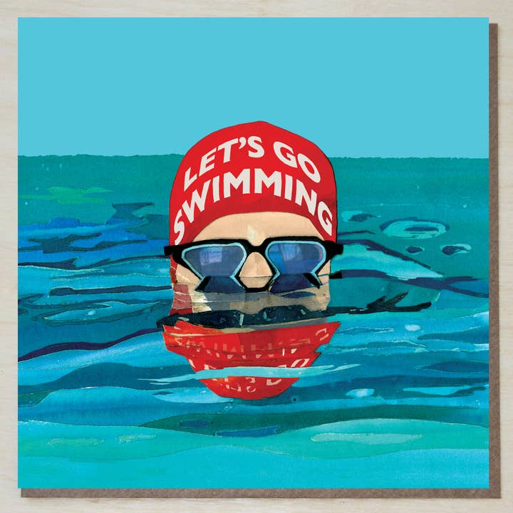 'Let's Go Swimming!' Wild Swimming Card for wholesale by Windsock Press