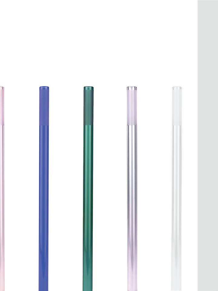 Ensemble de pailles en verre de couleur mixte (30 pièces, tout en verre, réutilisables) pour la vente par VITRI