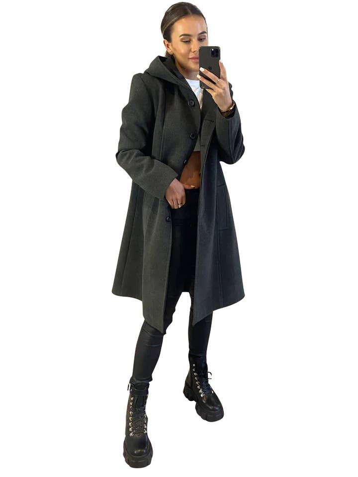 Anastasia - Vente Manteau – femme - Manteau d'hiver à capuche en fausse laine Anastasia Fashions1