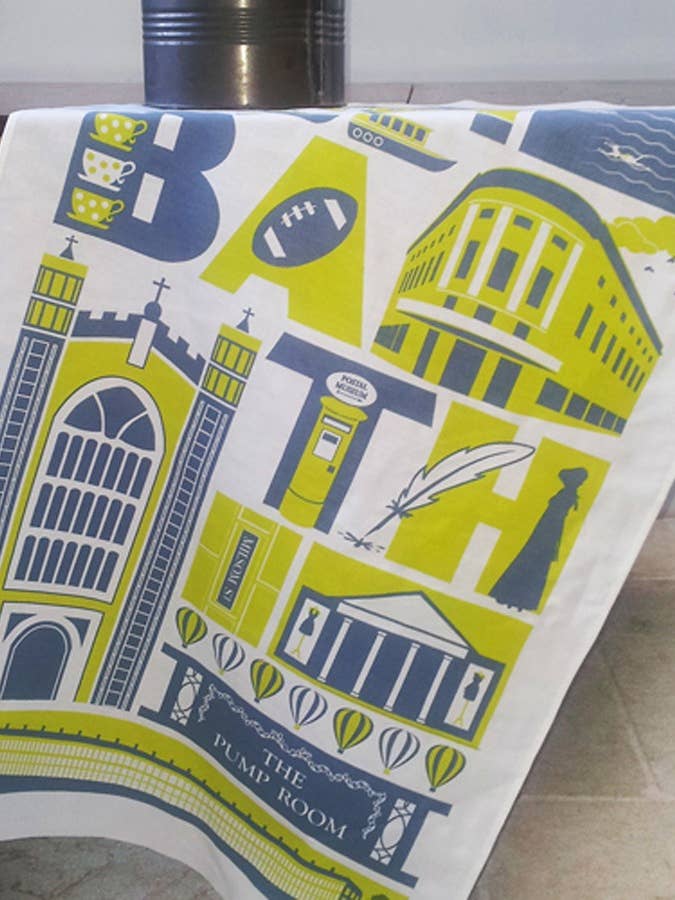 Bath City Tea Towel for wholesale by Susan Taylor Design