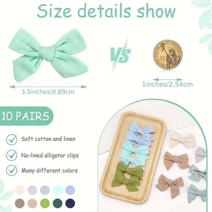 Kids4trendy - Vendita all'ingrosso Fiocco per capelli - Bambini - Fermagli per capelli in morbido cotone 10 paia2