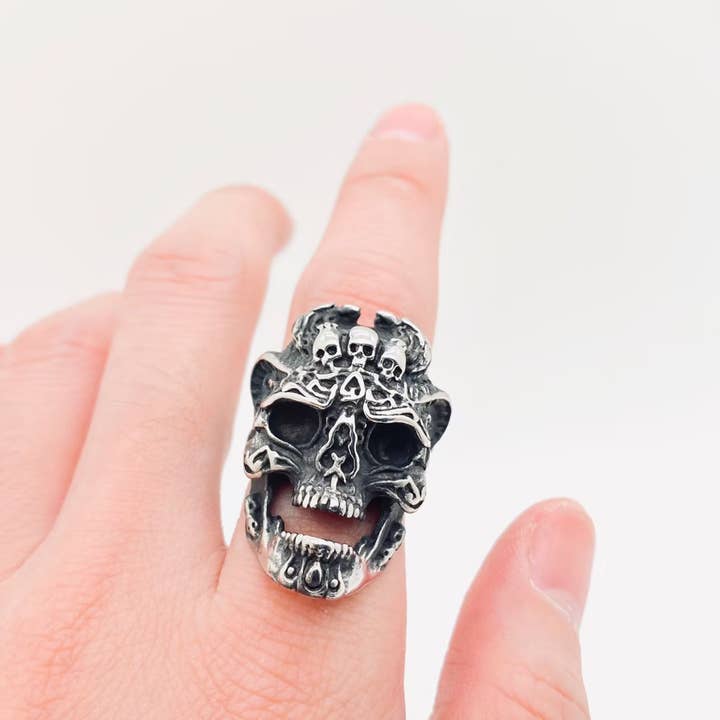 Stainless Steel Mysterious Skull Ring - MJ/MR/GT for wholesale by Mio Queena