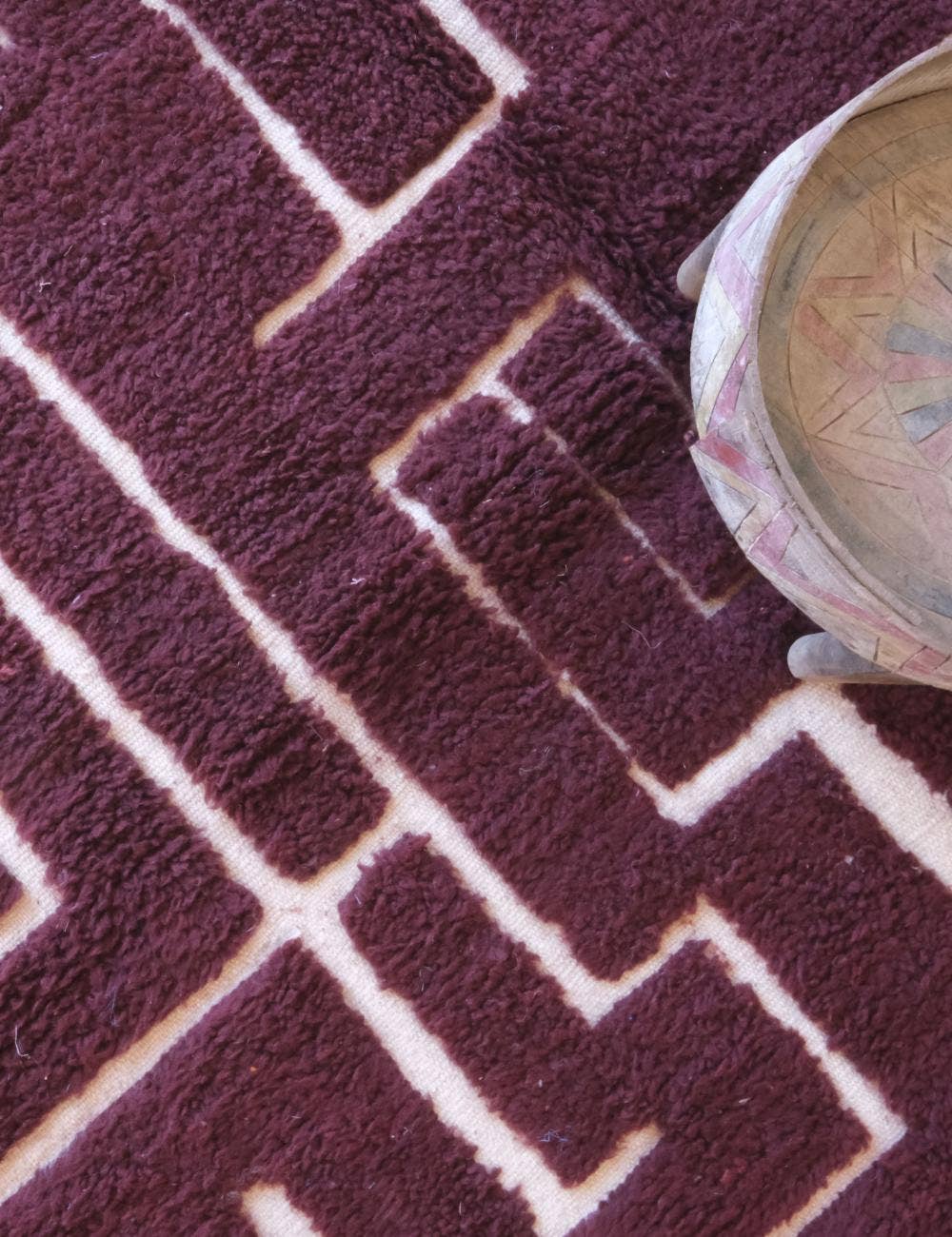 bazarifinagh - Wholesale Area Rug - Handmade Burgundy Textured Moroccan Wool Rug 7x9ft1