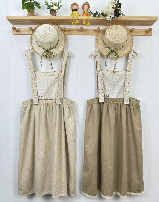 Whisper Mint - Venta al por mayor Vestido - Mujer - Vestido de peto bordado estilo bosque en algodón y lino2