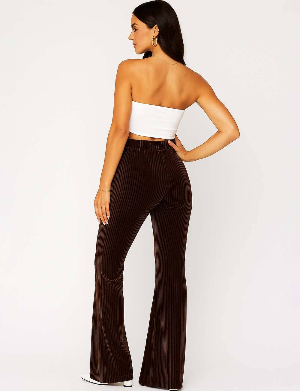 Sweetkama - Vendita all'ingrosso Pantalone - Donna - Pantaloni in Velluto a Coste da Donna a Vita Elastica a Tinta Unita Leggermente Svasati9