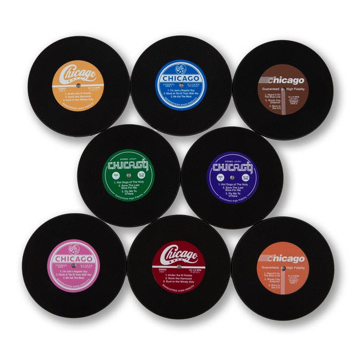 Transit Tees - Wholesale Coasters - Chicago Vinyl Record Coasters - 8 Pack