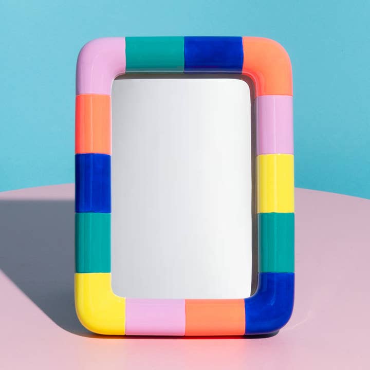 The Savoy - colour block frame Hot Orange / Pink Gloss for wholesale by Little Fish CO