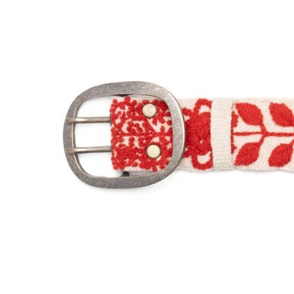 Madeline Parks® - Venta al por mayor Cinturón - Mujer - Cinturón bordado a mano blanco y rojo2