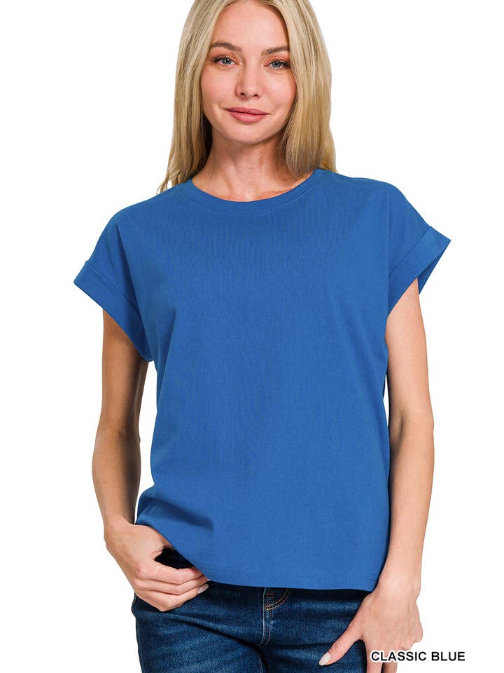 42POPS - Wholesale T-Shirt - Women's - `.Round Neck Folded Short Sleeve T Shirt32