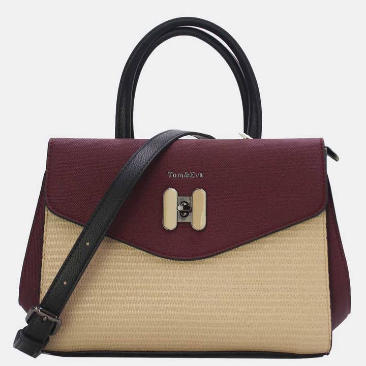 Tom&Eva (F.D.M diffusion) - Wholesale Top Handle Bag - Women's - Straw Effect Handbag with Decorative Flap 24B-60251