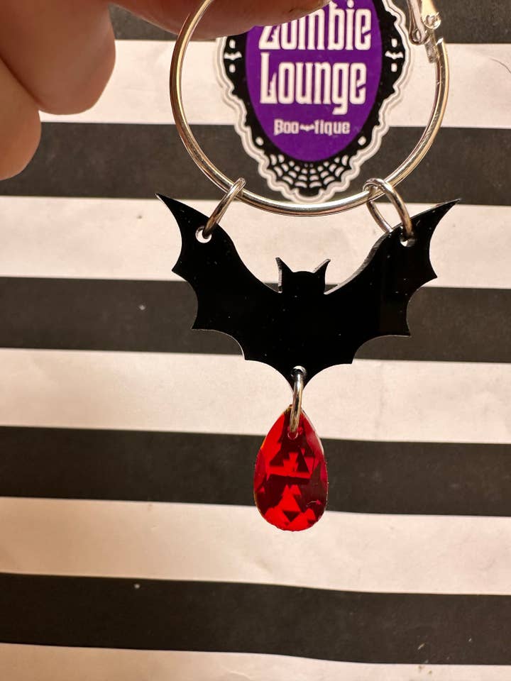 Vampire Bat Hoop Earrings for wholesale by Zombie Lounge Bootique