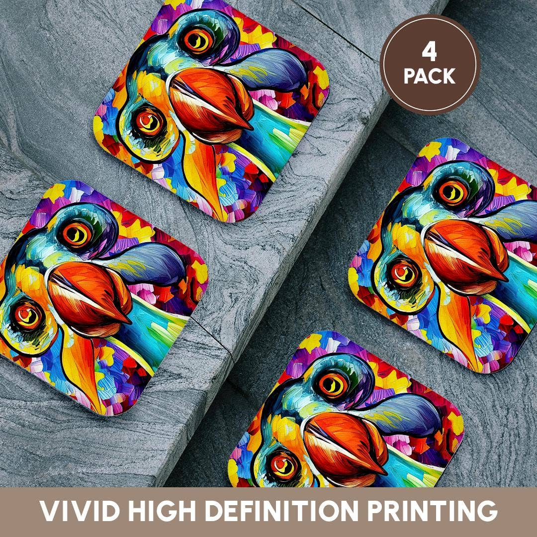 3dRose - Wholesale Coasters - 3dRose, Colorful dodo bird portrait. Funny digital oil painting gift, card, Coaster12