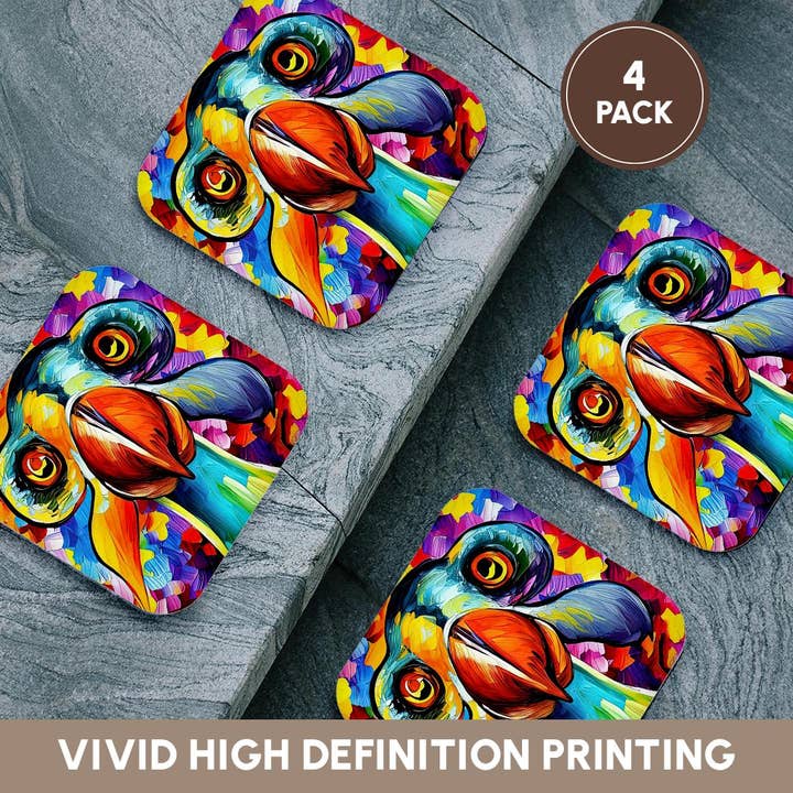 3dRose - Wholesale Coasters - 3dRose, Colorful dodo bird portrait. Funny digital oil painting gift, card, Coaster12