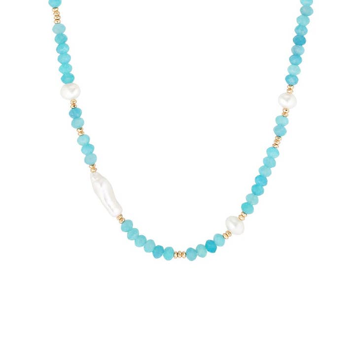 Eira Gold Filled Gemstone and Pearl Necklace for wholesale by BOWERBIRD JEWELS