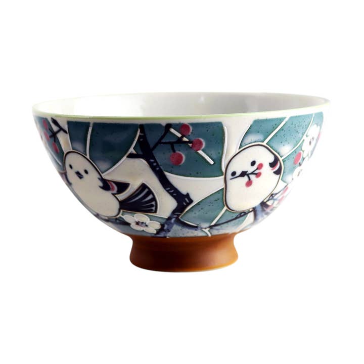 Bird Design 10oz 4.5"Dia x 2.5"H Porcelain Rice Bowl JP (10/120) for wholesale by Urban Tokyo