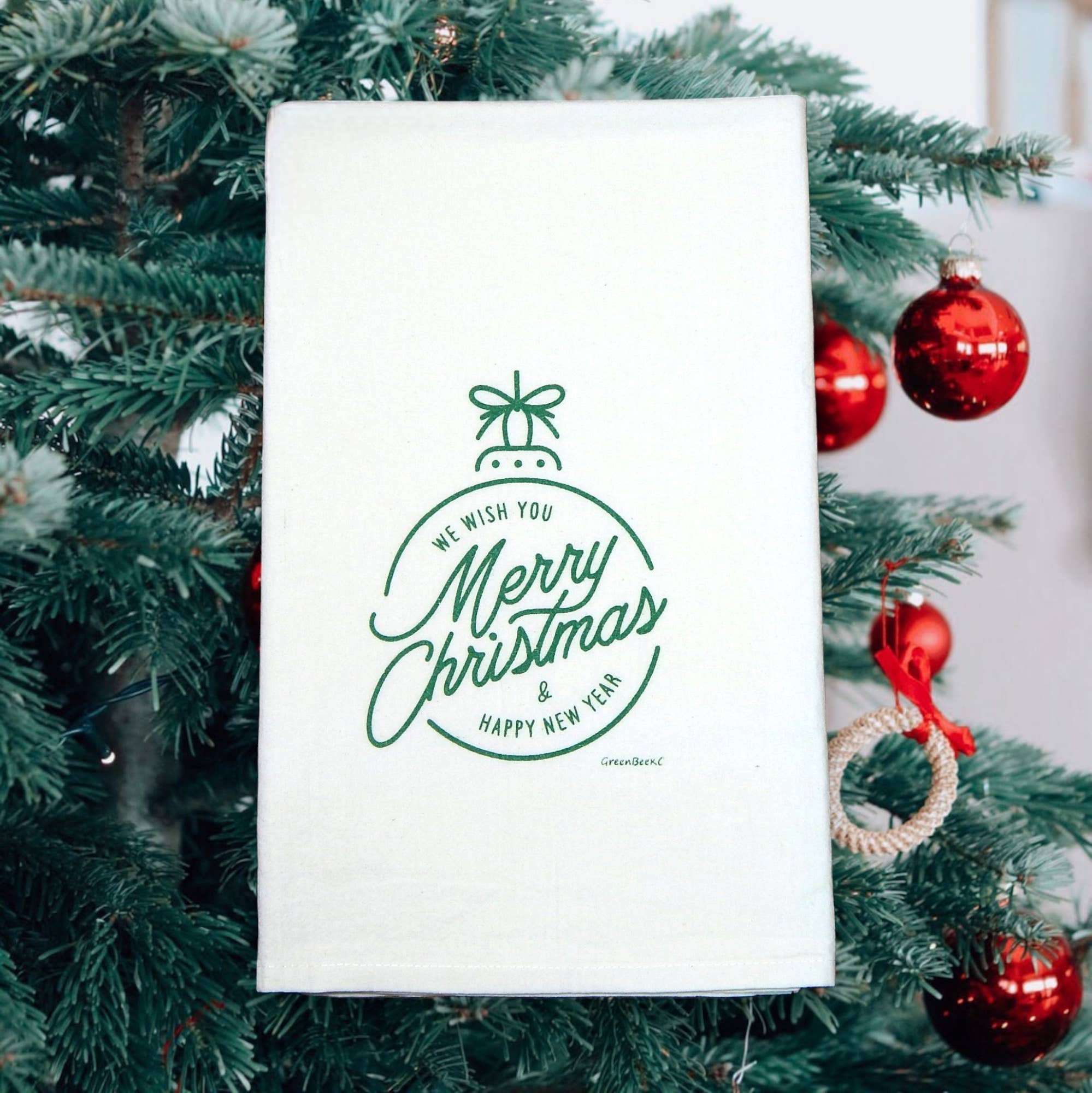 Green Bee Tea Towels - Wholesale Tea Towel - Merry Christmas Wish Towel | Tea Towels | Festive Dish Towel5