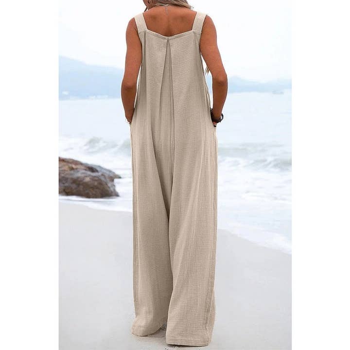 Paperdoll - Wholesale Jumpsuit - Women's - Ethnic Solid Color Wide Leg Jumpsuit