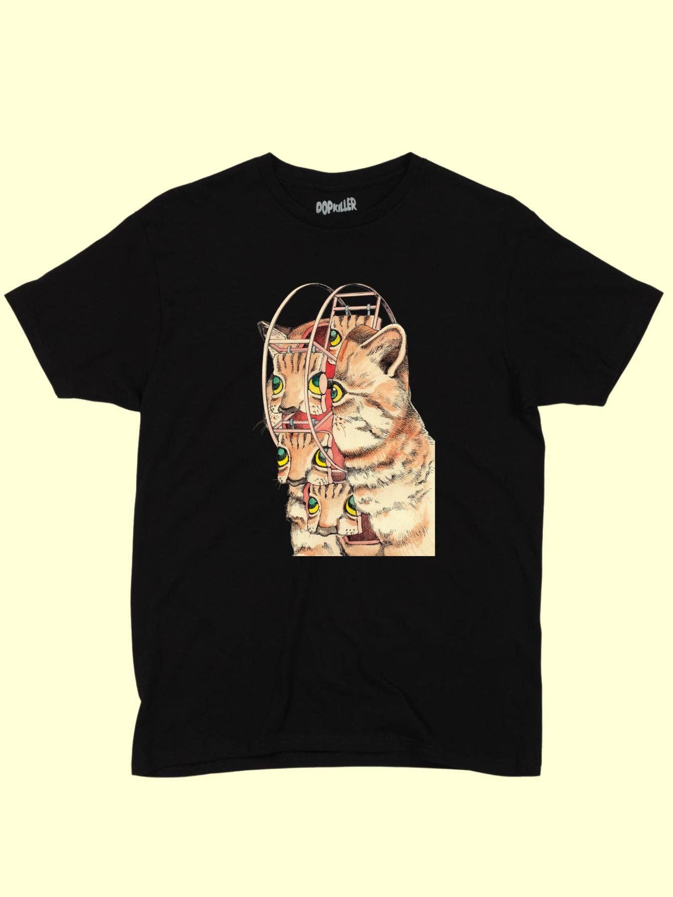 Popkiller - Vendita all'ingrosso Maglietta stampata - Unisex - Serie di Artisti Popkiller Shintaro Kago Ruota Panoramica con Gatti T-shirt Classica2