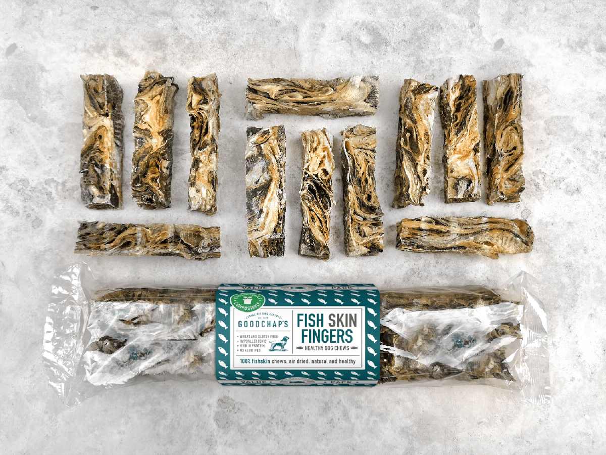 Goodchap's – snacks e guloseimas - Cão por atacado – Pacote Econômico de Dedos de Pele de Peixe | Petiscos e Mordedores para Cães Sem Aditivos4