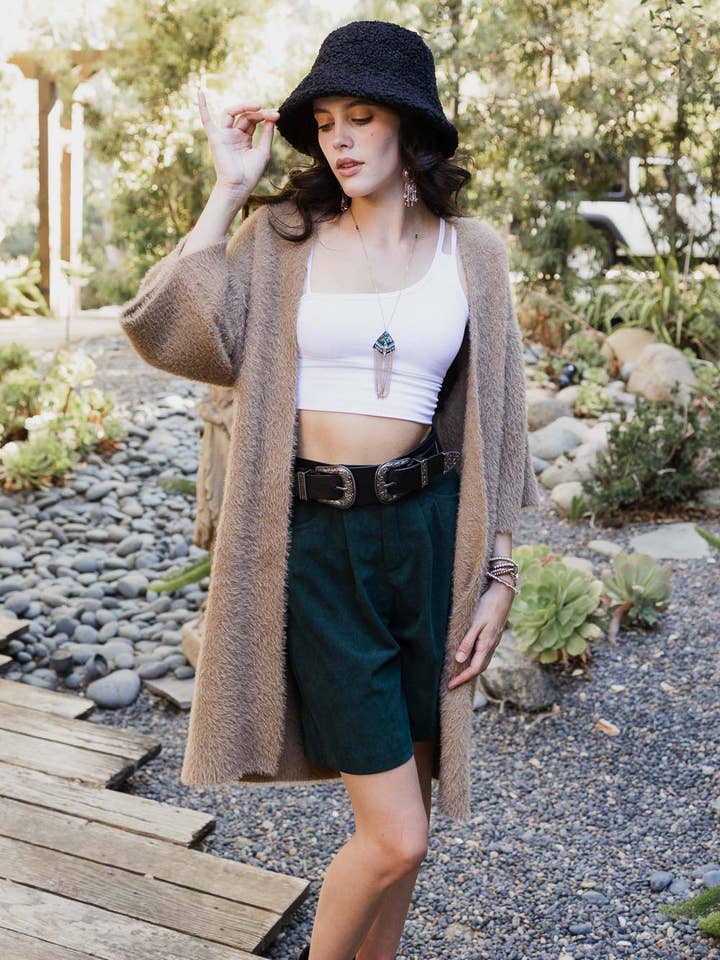 Leto Accessories - Wholesale Cardigan - Women's - Luxe Winter Faux Mohair Knit Cardigan - Winter 2024 🧡