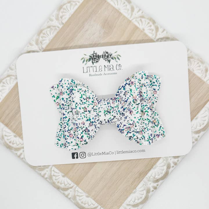 Hvid & Grøn Glitter Chloe Hårspænde for engroshandel hos Little Mia Co.