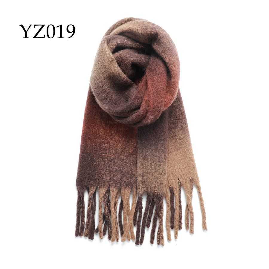 Adorro - Wholesale Scarf - Women's - Soft Chunky Oblong Multi Color Plaid Fleece Scarf6