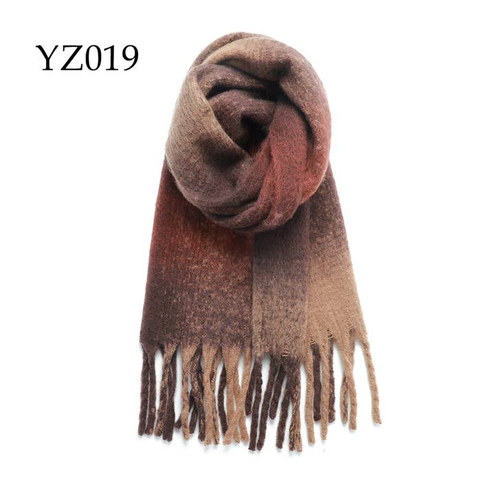 Adorro - Wholesale Scarf - Women's - Soft Chunky Oblong Multi Color Plaid Fleece Scarf6