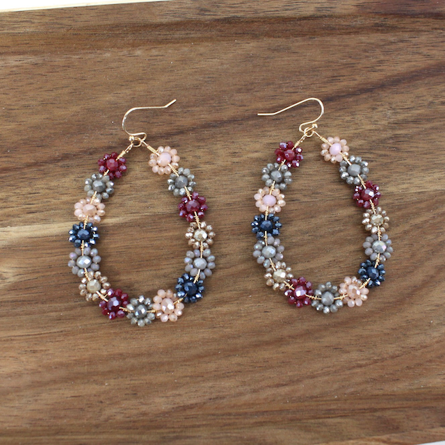 Pretty Persuasions - Wholesale Dangle Earrings - E24098 Beaded Flower Dangle Earrings15