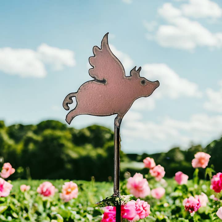 Whimsies - Wholesale Garden/Lawn Stake - Pig plant stake whimsical flying pig patio lawn garden love
