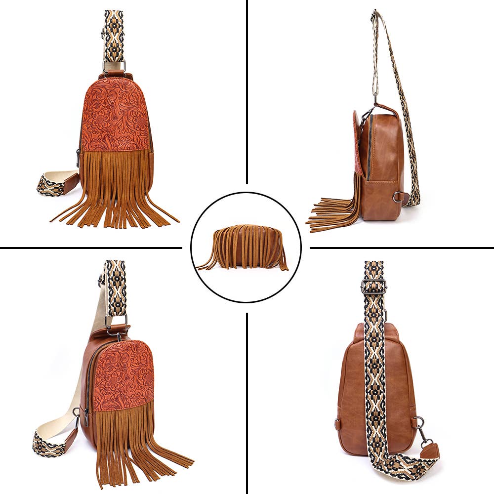 sassy kids palace – Großhandel Umhängetasche – Kinder – Braune Fransen Western Umhängetasche1