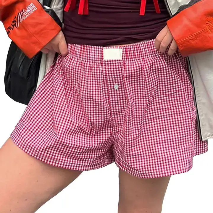 safistyle - Wholesale Shorts - Women's - Gingham High-Rise Shorts6