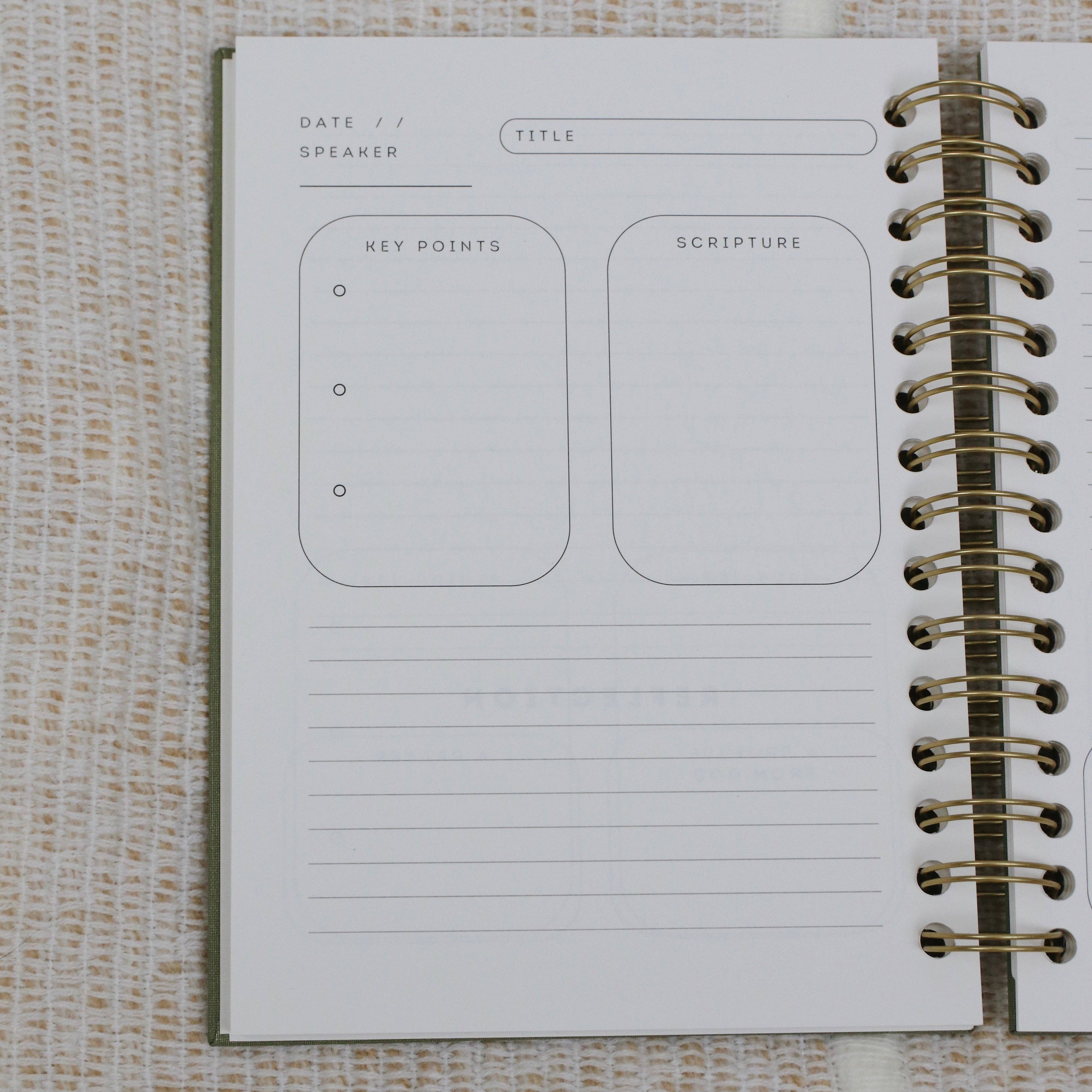 Steadfast and Sustained - Wholesale Journal/Diary - Church Notes Journal - Spiral Linen, Sage5