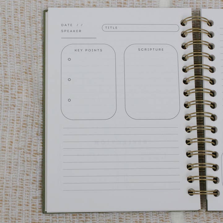 Steadfast and Sustained - Wholesale Journal/Diary - Church Notes Journal - Spiral Linen, Sage5