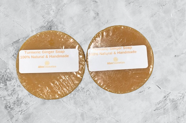 AfroCosmetics & Culture - Vente Pains de savon - Savon Éclaircissant à la Curcuma et Gingembre, Anti-Acné Tout Naturel1