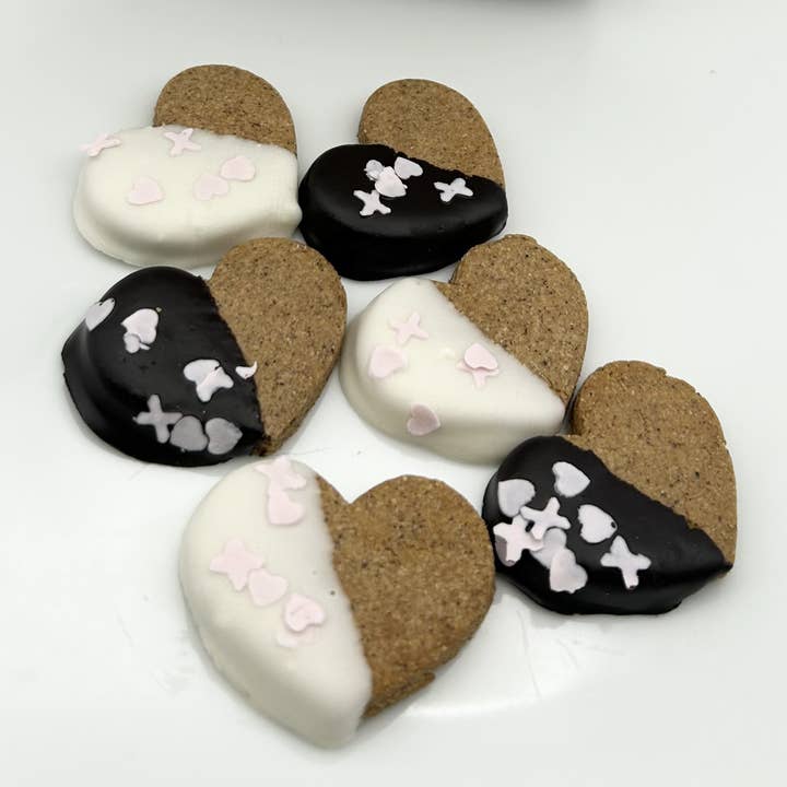 Valentine Hearts Gluten Free Yogurt Carob Dog Treats for wholesale by The Posh Pup Bakery